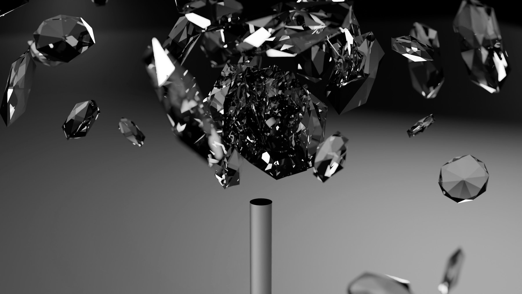 Havada süzülen kristal 3D render